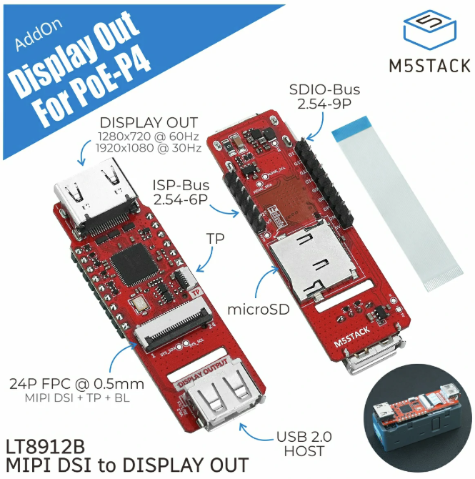 M5Stack AddOn Display Out Module for PoE-P4